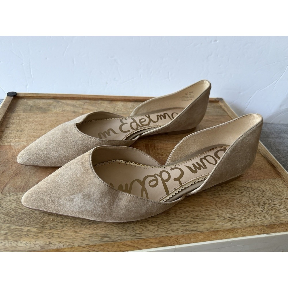 Sam Edelman D'Orsay Rodney Flats Women 9M Beige Pointed Toe Shoes
